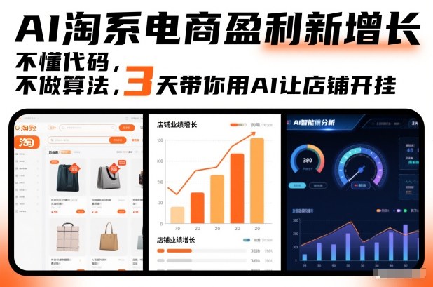 AI淘系电商盈利新增长，不懂代码，不做算法，3天带你用AI让店铺开挂白米粥资源网-汇集全网副业资源白米粥资源网