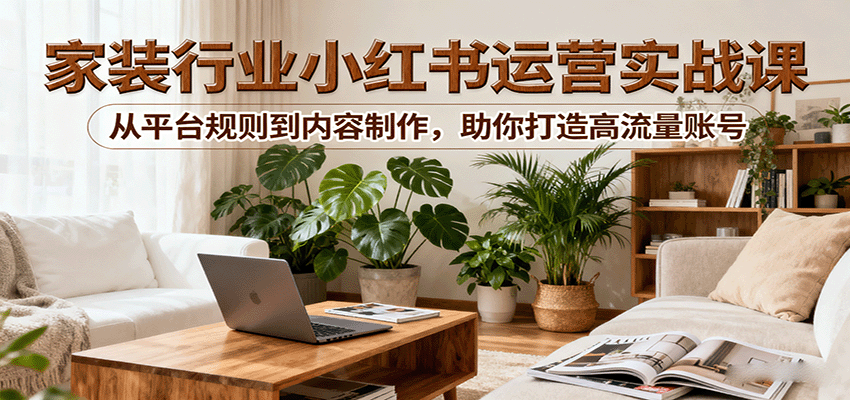 小红书家装行业运营实战课：从平台规则到内容制作，助你打造高流量账号白米粥资源网-汇集全网副业资源白米粥资源网