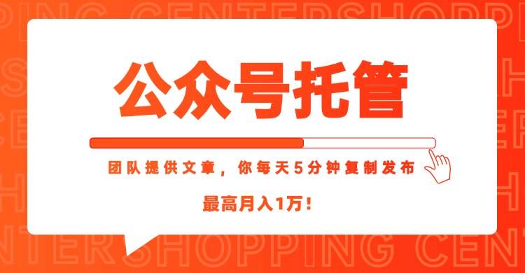 （15109期）【公众号托管 】我提供文章，你每天５分钟复制发布，最高月入1W白米粥资源网-汇集全网副业资源白米粥资源网