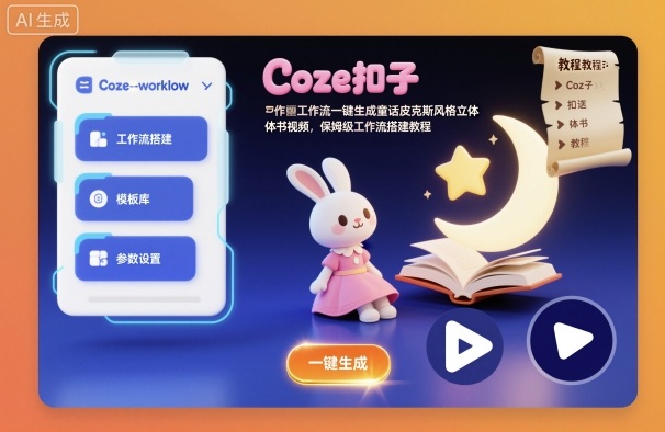 Coze扣子工作流一键生成童话皮克斯风格立体书视频,保姆级工作流搭建教程白米粥资源网-汇集全网副业资源白米粥资源网