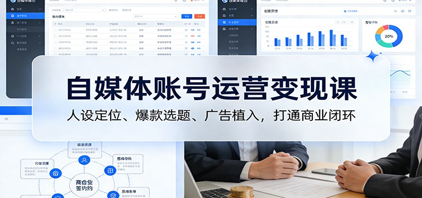 自媒体账号运营变现课：人设定位、爆款选题、广告植入，打通商业闭环白米粥资源网-汇集全网副业资源白米粥资源网