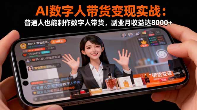 (16377期)AI数字人带货变现实战:普通人也能制作数字人带货,副业月收益达8000+白米粥资源网-汇集全网副业资源白米粥资源网