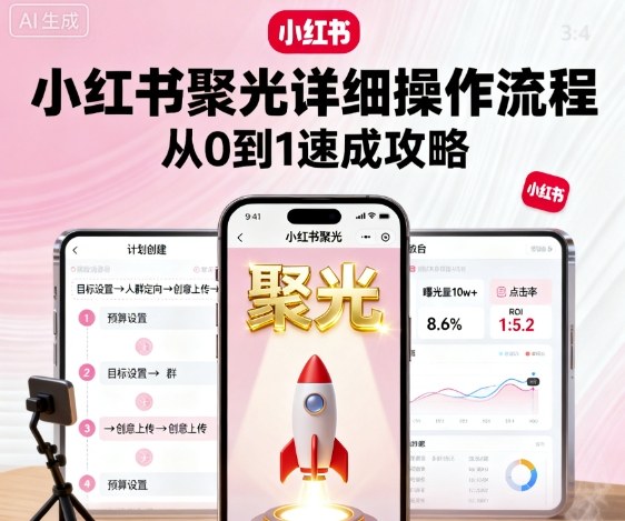 小红书聚光详细操作流程，小红书聚光从0到1速成攻略白米粥资源网-汇集全网副业资源白米粥资源网
