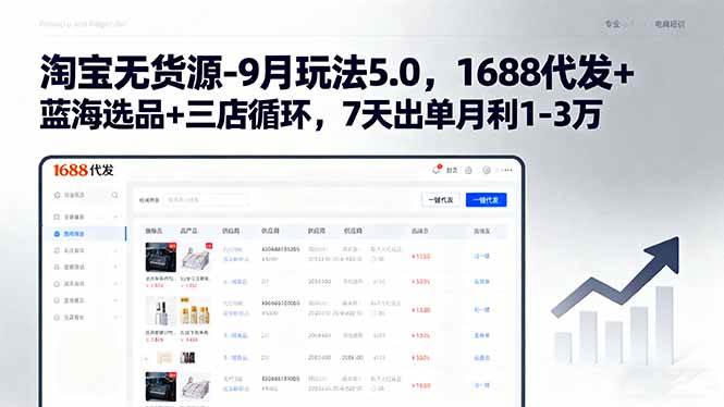 （15972期）淘宝无货源-9月玩法5.0，1688代发+蓝海选品+三店循环，7天出单月利1-3万白米粥资源网-汇集全网副业资源白米粥资源网