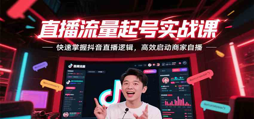 直播流量起号实战课，快速掌握抖音直播逻辑，高效启动商家自播白米粥资源网-汇集全网副业资源白米粥资源网