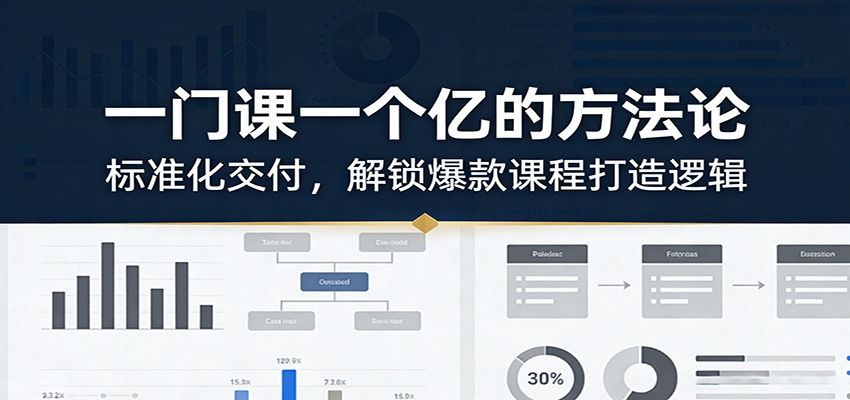 一门课一个亿的方法论：标准化交付，解锁爆款课程打造逻辑白米粥资源网-汇集全网副业资源白米粥资源网