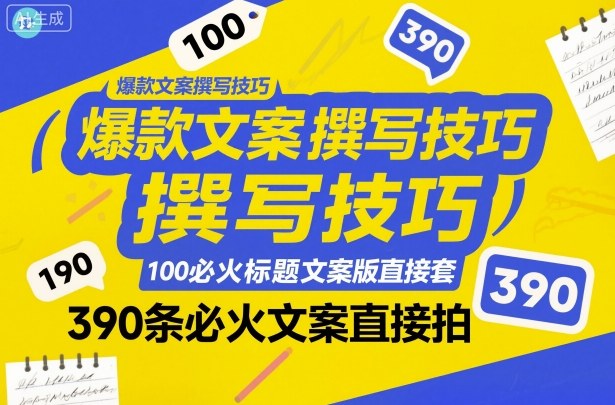 爆款文案撰写技巧，100个必火标题文案模版直接套，390条必火文案直接拍白米粥资源网-汇集全网副业资源白米粥资源网