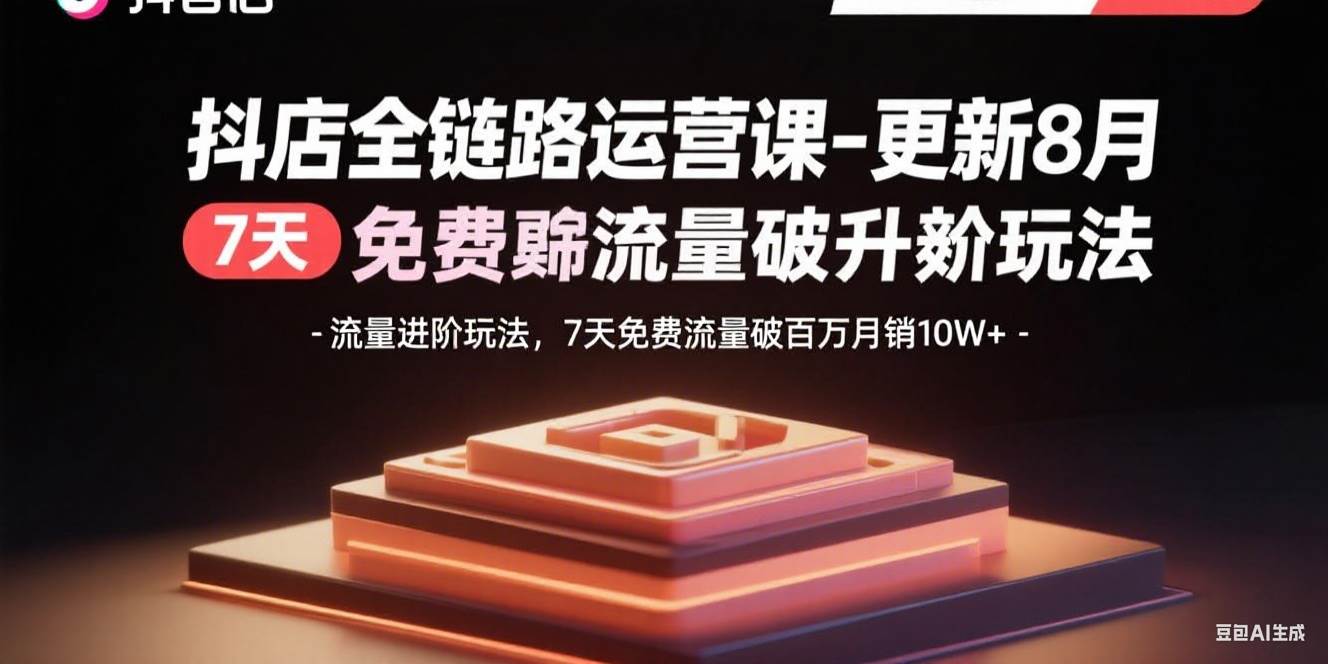 （15918期）抖店全链路运营课-更新8月：流量进阶玩法，7天免费流量破百万月销10W+白米粥资源网-汇集全网副业资源白米粥资源网