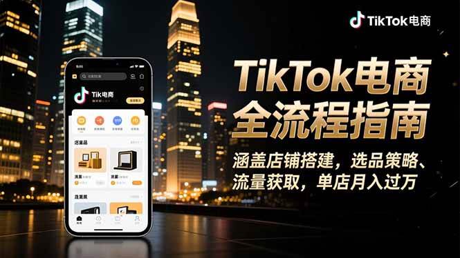 （16524期）TikTok电商全流程指南，涵盖店铺搭建、选品策略、流量获取，单店月入过万白米粥资源网-汇集全网副业资源白米粥资源网