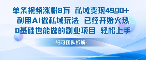 单条视频私域变现4.9k+利用AI做私域玩法 已经开始火热0基础也能做的副业项目轻松上手白米粥资源网-汇集全网副业资源白米粥资源网