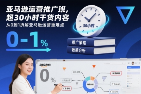 亚马逊运营推广班，超30小时干货内容，从0到1拆解亚马逊运营重难点白米粥资源网-汇集全网副业资源白米粥资源网