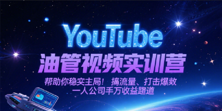 YouTube油管视频实训营，帮助你稳入局、搞流量、打爆款，一人公司千万收益赛道白米粥资源网-汇集全网副业资源白米粥资源网