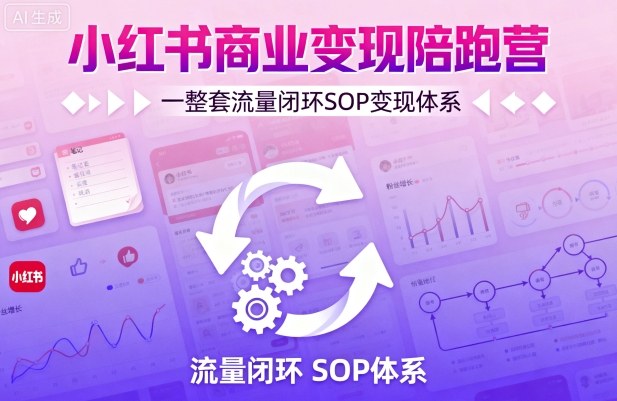 小红书商业变现陪跑营，轻IP矩阵 私域获客 聚光投流，一整套流量闭环SOP变现体系白米粥资源网-汇集全网副业资源白米粥资源网