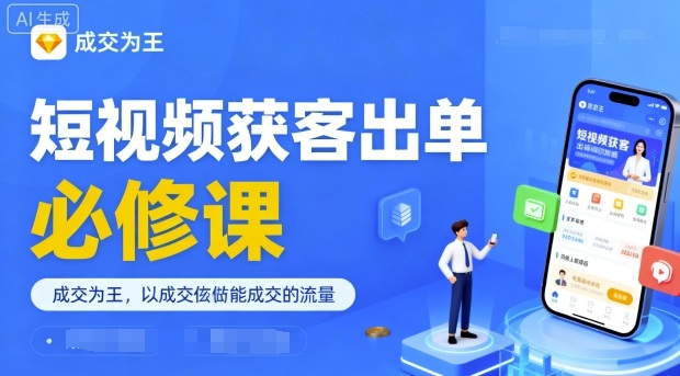 短视频获客出单必修课，成交为王，以成交为导向，直接做能成交的流量白米粥资源网-汇集全网副业资源白米粥资源网