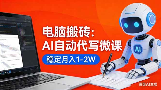 （17582期）电脑搬砖：AI自动代写微课，稳定月入1-2W，提供接单渠道，0门槛小白可做！白米粥资源网-汇集全网副业资源白米粥资源网