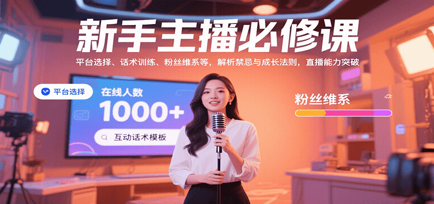 新手主播必修课：平台选择、话术训练、粉丝维系等，解析禁忌与成长法则，突破直播能力白米粥资源网-汇集全网副业资源白米粥资源网