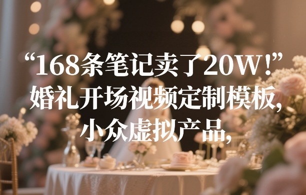 168条笔记卖了20W！婚礼开场视频定制模板，小众虚拟产品白米粥资源网-汇集全网副业资源白米粥资源网