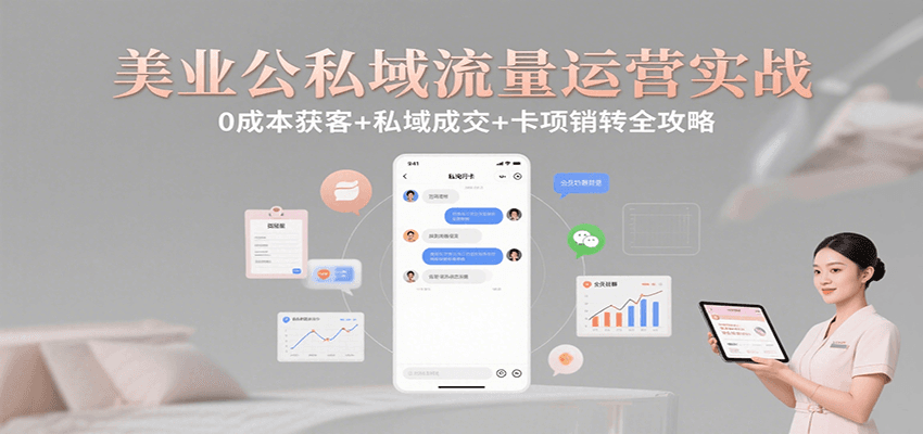美业公私域流量运营实战：0成本获客+私域成交+卡项销转全攻略白米粥资源网-汇集全网副业资源白米粥资源网