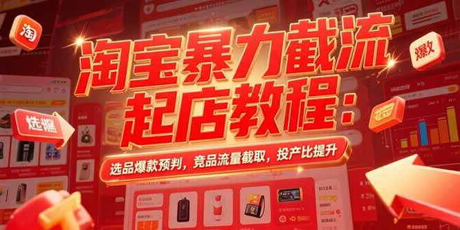 （15468期）淘宝暴力截流起店教程：选品爆款预判，竞品流量截取，投产比提升白米粥资源网-汇集全网副业资源白米粥资源网