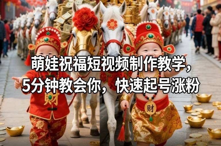萌娃祝福短视频制作教学，5分钟教会你，快速起号涨粉白米粥资源网-汇集全网副业资源白米粥资源网