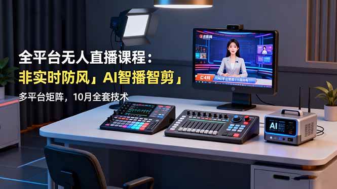 (16279期)全平台无人直播课程:非实时防风+AI智播智剪+多平台矩阵,10月全套技术白米粥资源网-汇集全网副业资源白米粥资源网
