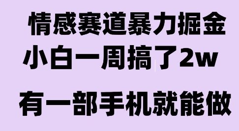 情感暴力掘金项目，新人操作一周挣了2W，长期稳定小白可做【揭秘】白米粥资源网-汇集全网副业资源白米粥资源网