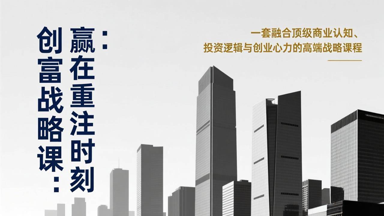 （17337期）《创富战略课：赢在重注时刻》一套融合顶级商业认知、投资逻辑与创业心力的高端战略课程白米粥资源网-汇集全网副业资源白米粥资源网