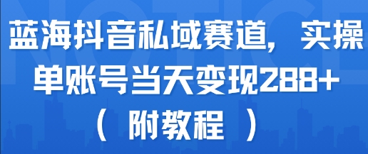 蓝海抖音私域赛道，实操单账号当天变现288+(附教程)白米粥资源网-汇集全网副业资源白米粥资源网