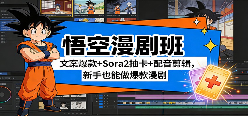 悟空漫剧班：文案爆款+Sora2抽卡+配音剪辑，新手也能做爆款漫剧白米粥资源网-汇集全网副业资源白米粥资源网
