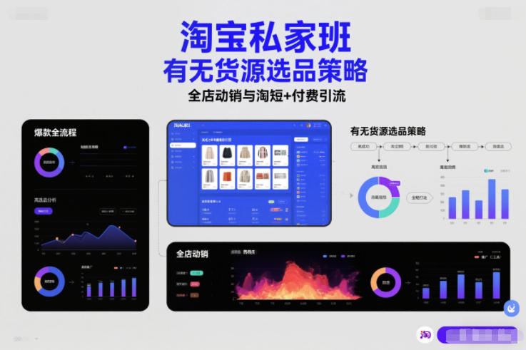 淘宝私家班，有无货源选品策略，高成功率爆款全流程打法，全店动销与淘短+付费引流白米粥资源网-汇集全网副业资源白米粥资源网