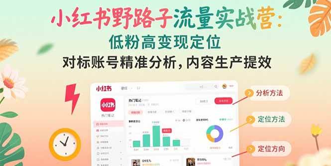 （15423期）小红书野路子流量实战营：低粉高变现定位 对标账号精准分析 内容生产提效白米粥资源网-汇集全网副业资源白米粥资源网