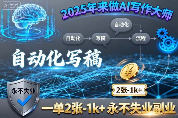 2025年来做AI写作大师，自动化写稿，一单2张-1k+，永不失业副业白米粥资源网-汇集全网副业资源白米粥资源网