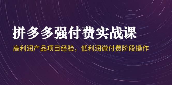 （14874期）拼多多强付费实战课-44期，高利润产品项目经验，低利润微付费阶段操作白米粥资源网-汇集全网副业资源白米粥资源网