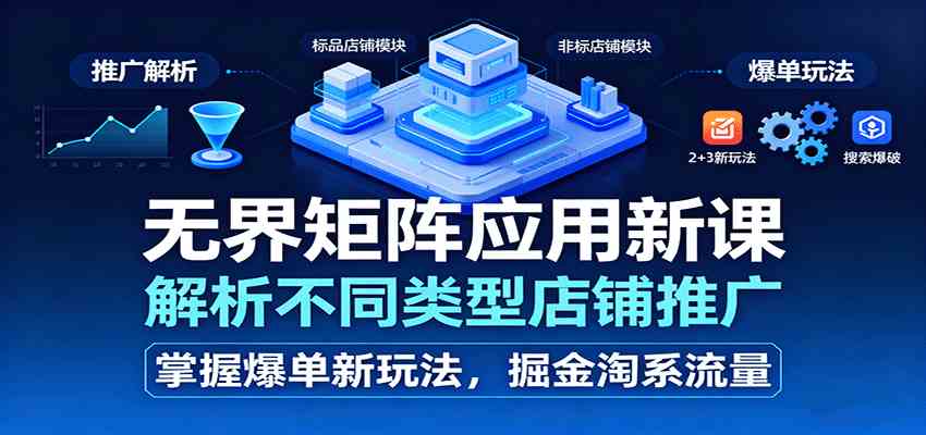 无界矩阵应用新课，解析不同类型店铺推广，掌握爆单新玩法，掘金淘系流量白米粥资源网-汇集全网副业资源白米粥资源网