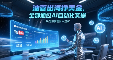 油管出海挣美金，全部通过AI自动化实操，从0到1实现月入过W白米粥资源网-汇集全网副业资源白米粥资源网