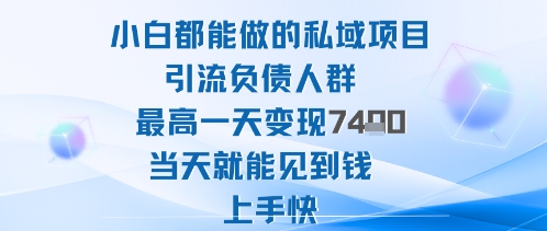 2025年小白都能做的私域项目引流负债人群最高一天变现1k+高变现难度低当天就能见到钱上手快白米粥资源网-汇集全网副业资源白米粥资源网
