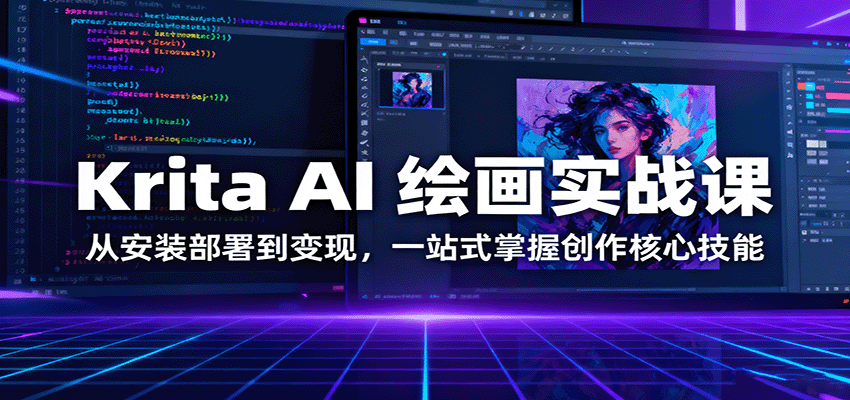 Krita AI 绘画实战课：从安装部署到变现，一站式掌握创作核心技能白米粥资源网-汇集全网副业资源白米粥资源网