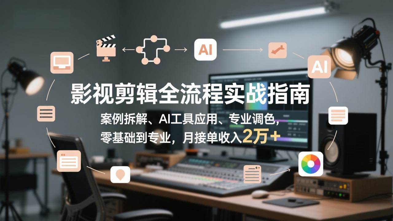 （17338期）影视剪辑全流程实战指南，案例拆解、AI工具应用、专业调色，零基础到专业，月接单收入2万+白米粥资源网-汇集全网副业资源白米粥资源网