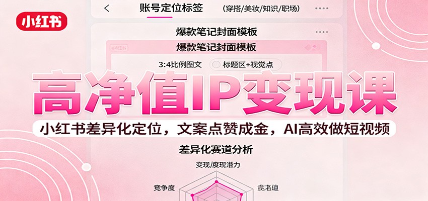 高净值IP变现课:小红书差异化定位,文案点赞成金, AI高效做短视频白米粥资源网-汇集全网副业资源白米粥资源网