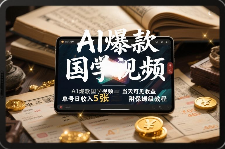 AI爆款国学视频,独家起号方法,小白直接上手,当天可见收益,单号日收入5张+附保姆级教程白米粥资源网-汇集全网副业资源白米粥资源网