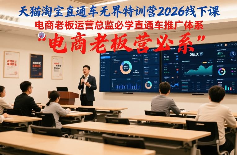 天猫淘宝直通车无界特训营2026线下课，电商老板运营总监必学直通车推广体系白米粥资源网-汇集全网副业资源白米粥资源网