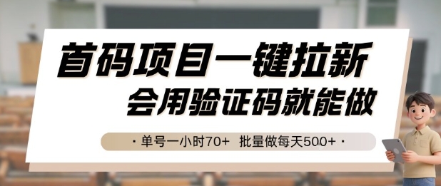 首码项目一键拉新，会用验证码就能做 单号一小时70+，批量做每天5张【揭秘】白米粥资源网-汇集全网副业资源白米粥资源网