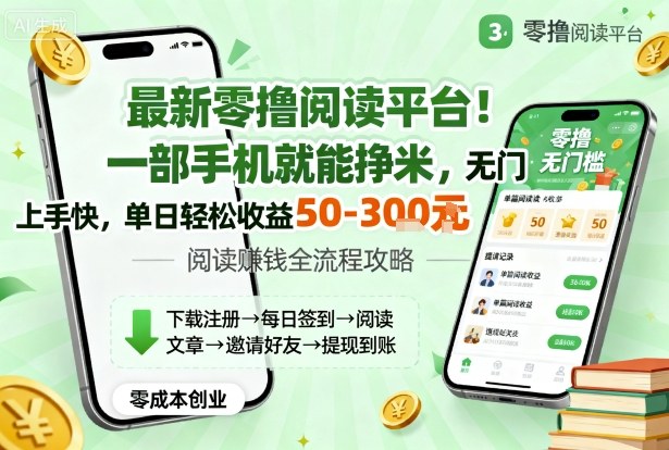 最新零撸阅读平台！一部手机就能挣米，无门槛上手快，单日轻松收益50-3张【揭秘】白米粥资源网-汇集全网副业资源白米粥资源网