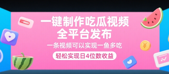 一键制作吃瓜视频，全平台发布，一条视频可以实现一鱼多吃，轻松实现日4位数收益【揭秘】白米粥资源网-汇集全网副业资源白米粥资源网