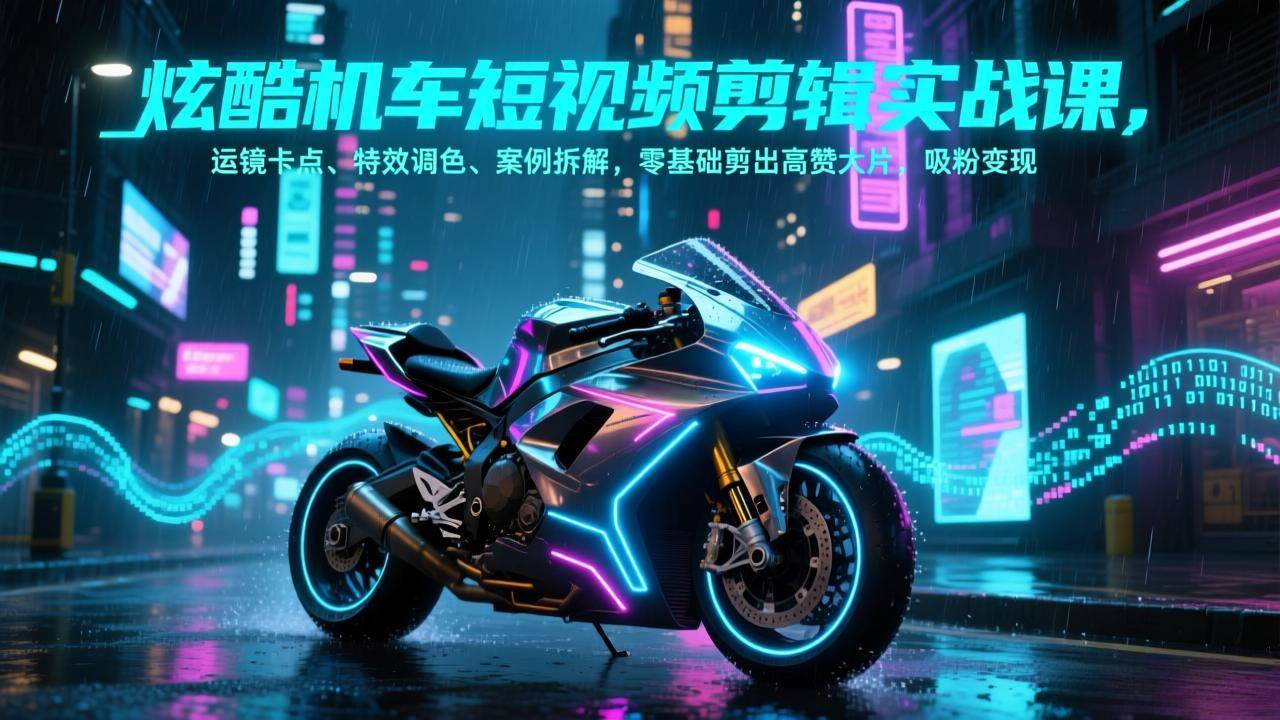 （17304期）炫酷机车短视频剪辑实战课，运镜卡点、特效调色、案例拆解，零基础剪出高赞大片，吸粉变现白米粥资源网-汇集全网副业资源白米粥资源网