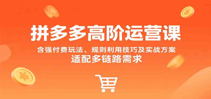 拼多多高阶运营课，含强付费玩法、规则利用技巧及实战方案，适配多链路需求白米粥资源网-汇集全网副业资源白米粥资源网