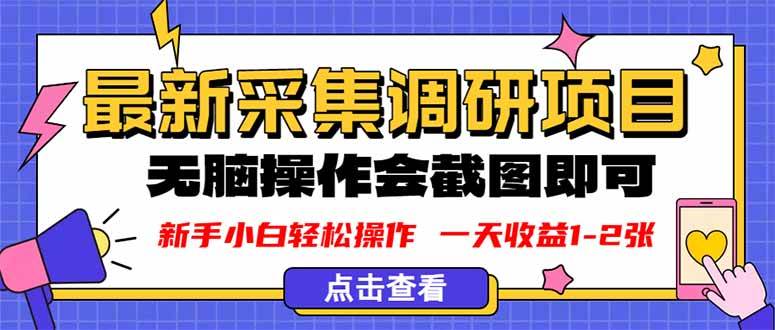 （16155期）新版采集调研项目，截图上传即可，无脑操作，日收益1-2张白米粥资源网-汇集全网副业资源白米粥资源网
