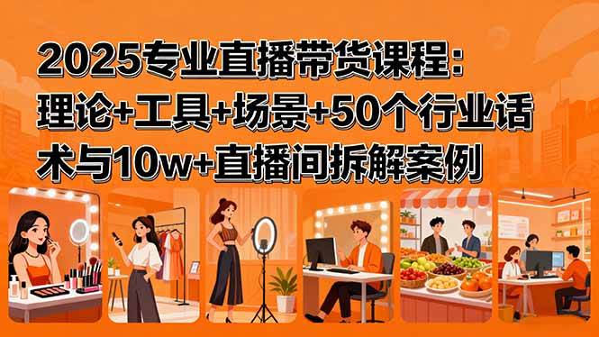 （15988期）2025专业直播带货课程：理论+工具+场景+50个行业话术与10w+直播间拆解案例白米粥资源网-汇集全网副业资源白米粥资源网