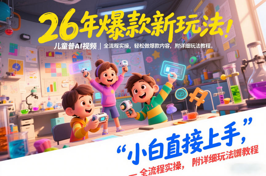 26年爆款新玩法，儿童科普AI视频，全流程实操，轻松做爆款内容，小白直接上手，附详细玩法教程白米粥资源网-汇集全网副业资源白米粥资源网