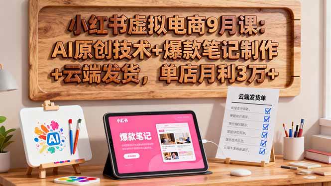 （16287期）小红书虚拟电商9月课：AI原创技术+爆款笔记制作+云端发货，单店月利3万+白米粥资源网-汇集全网副业资源白米粥资源网